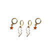 South Dakota Classic Gameday Earring Stack with white mini enamel bolts and red baby stars