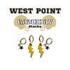 West Point Classic Gameday Earring Stack with black mini enamel bolts and golden yellow baby stars