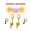 Central Michigan Classic Gameday Earring Stack with maroon mini enamel bolts and gold baby stars