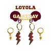 Loyola Chicago Classic Gameday Earring Stack in maroon and golden yellow, Ramblers huggie hoop earrings