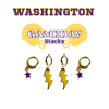 Washington Classic Gameday Earring Stack in purple and golden yellow, Huskies huggie hoop earrings (view 5)