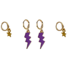 Washington Classic Gameday Earring Stack in purple and golden yellow, Huskies huggie hoop earrings (view 8)