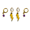 Washington Classic Gameday Earring Stack in purple and golden yellow, Huskies huggie hoop earrings (view 9)