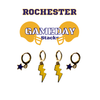Rochester Classic Gameday Earring Stack with golden yellow mini enamel bolts and navy baby stars