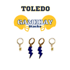 University of Toledo Classic Gameday Earring Stack in navy and golden yellow, Rockets huggie hoop earrings