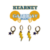 University of Nebraska at Kearney Classic Gameday Earring Stack with golden yellow mini enamel bolts and navy baby stars