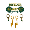 Baylor Classic Gameday Earring Stack with gold mini enamel bolts and green baby stars