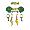 William and Mary Classic Gameday Earring Stack with golden yellow mini enamel bolts and green baby stars