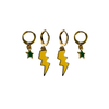 South Florida Classic Gameday Earring Stack with golden yellow mini enamel bolts and green baby stars