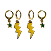 Wright State University Classic Gameday Earring Stack with golden yellow mini enamel bolts and green baby stars