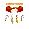 Austin College Classic Gameday Earring Stack with golden yellow mini enamel bolts and red baby stars