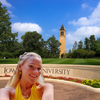Iowa State Classic Gameday Earring Stack in red and golden yellow, Cyclones huggie hoop earrings (view 3)