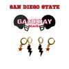 San Diego State Classic Gameday Earring Stack with red mini enamel bolts and black baby stars