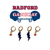 Radford Classic Gameday Earring Stack in navy and red, Highlanders huggie hoop earrings
