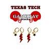 Texas Tech Classic Gameday Earring Stack with red mini enamel bolts and black baby stars
