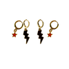 Cincinnati Classic Gameday Earring Stack with red mini enamel bolts and black baby stars
