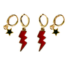 Georgia Classic Gameday Earring Stack with black mini enamel bolts and red baby stars