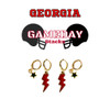 Georgia Classic Gameday Earring Stack with black mini enamel bolts and red baby stars