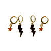 Tampa Classic Gameday Earring Stack with red mini enamel bolts and black baby stars