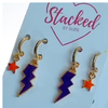 Shenandoah Classic Gameday Earring Stack in navy and red, Hornets huggie hoop earrings (view 6)