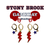 Stony Brook Classic Gameday Earring Stack with red mini enamel bolts and navy baby stars