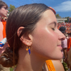 Louisiana Christian University Classic Gameday Earring Stack for Wildcats game day – wearing