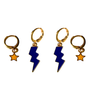 University of Texas at Arlington Classic Gameday Earring Stack with orange mini enamel bolts and navy baby stars