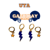 University of Texas at Arlington Classic Gameday Earring Stack with orange mini enamel bolts and navy baby stars