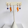 UTSA Classic Gameday Earring Stack with orange mini enamel bolts and navy baby stars