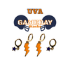University of Virginia Classic Gameday Earring Stack with orange mini enamel bolts and navy baby stars