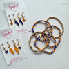 University of Virginia Classic Gameday Earring Stack with orange mini enamel bolts and navy baby stars