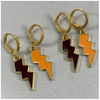 Kalamazoo Classic Gameday Earring Stack with black mini enamel bolts and orange baby stars