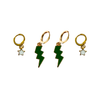 Michigan State Classic Gameday Earring Stack with green mini enamel bolts and white baby stars