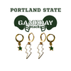 Portland State Classic Gameday Earring Stack with white mini enamel bolts and green baby stars