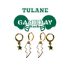 Tulane Classic Gameday Earring Stack with green mini enamel bolts and white baby stars