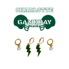 UNC Charlotte Classic Gameday Earring Stack with green mini enamel bolts and white baby stars