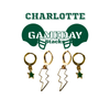 UNC Charlotte Classic Gameday Earring Stack with white mini enamel bolts and green baby stars