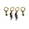 Loyola Maryland Classic Gameday Earring Stack with grey mini enamel bolts and green baby stars