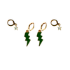 Loyola Maryland Classic Gameday Earring Stack in green and grey, Greyhounds huggie hoop earrings (view 8)