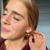 Wearing the Washington University in St. Louis Classic Gameday Earring Stack for Bears game day
