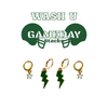 Washington University in St. Louis Classic Gameday Earring Stack with white mini enamel bolts and green baby stars