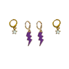 Portland Classic Gameday Earring Stack with purple mini enamel bolts and white baby stars
