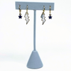 Holy Cross Classic Gameday Earring Stack with white mini enamel bolts and purple baby stars