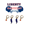Liberty University Classic Gameday Earring Stack in navy and white, Flames huggie hoop earrings