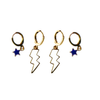 Liberty University Classic Gameday Earring Stack with white mini enamel bolts and navy baby stars