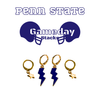 Penn State Classic Gameday Earring Stack with white mini enamel bolts and navy baby stars
