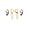 Utah State Classic Gameday Earring Stack with white mini enamel bolts and navy baby stars
