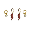 Trinity University Classic Gameday Earring Stack with maroon mini enamel bolts and white baby stars