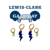 Lewis-Clark State College Classic Gameday Earring Stack with navy mini enamel bolts and white baby stars