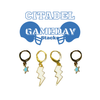 The Citadel Classic Gameday Earring Stack with white mini enamel bolts and baby blue baby stars